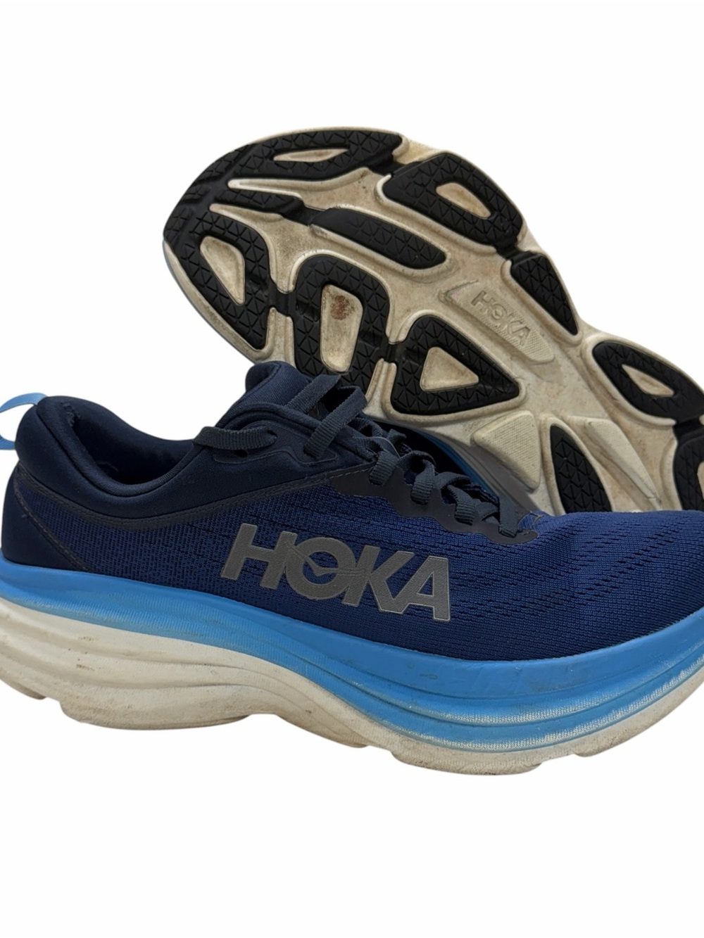 Hoka One Bondi 8 Mens 8.5 D Blue Outer Space Running Shoes Sneakers 1123202 OSAA